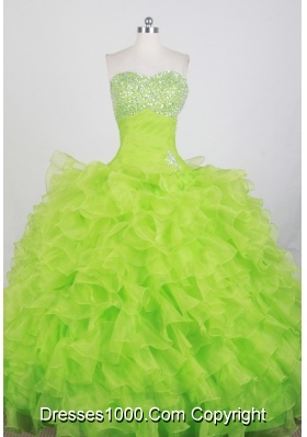 Modest Ball Gown Strapless Floor-length Spring Green Quinceanera Dress