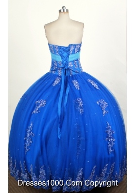 Popular Ball Gown Strapless Floor-length Blue Quinceanera Dress