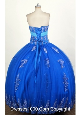 Popular Ball Gown Strapless Floor-length Blue Quinceanera Dress