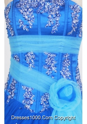 Popular Ball Gown Strapless Floor-length Blue Quinceanera Dress