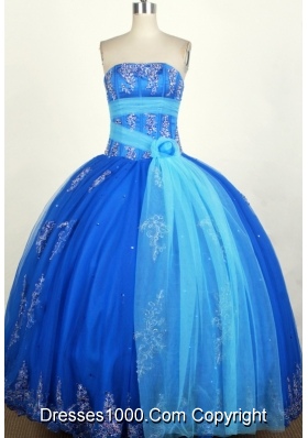 Popular Ball Gown Strapless Floor-length Blue Quinceanera Dress