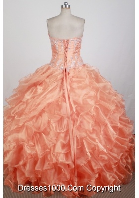 Popular Ball Gown Strapless Floor-length Orange Quinceanera Dress