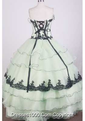 Romantic Ball Gown Strapless Floor-length Apple Green Quinceanera Dress