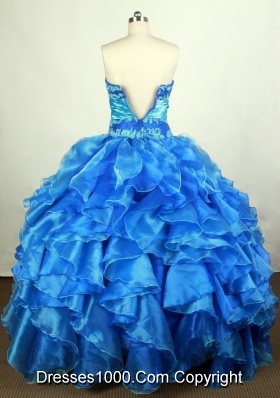 Exquisite Ball Gown Sweetheart Floor-length Blue Quinceanera Dress