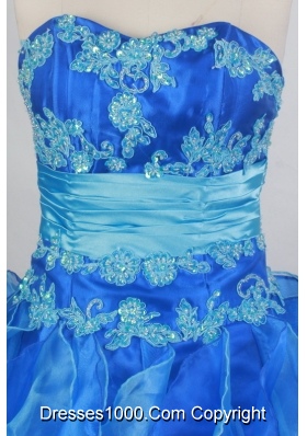 Exquisite Ball Gown Sweetheart Floor-length Blue Quinceanera Dress