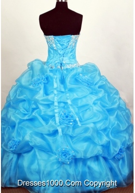 Popular Ball Gown Strapless Floor-length Blue Quinceanera Dress