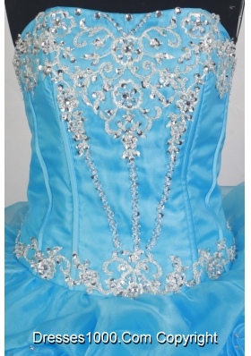 Popular Ball Gown Strapless Floor-length Blue Quinceanera Dress