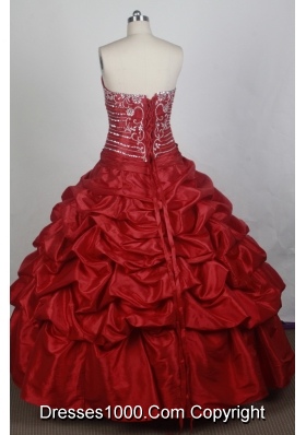 Elegant Ball Gown Strapless Floor-length Red Quincenera Dresses