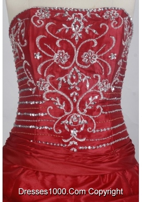 Elegant Ball Gown Strapless Floor-length Red Quincenera Dresses