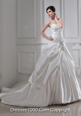 2014 Fashinable Princess Ball Gown Sweetheart Paillette Pick-ups Wedding Dress