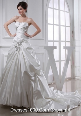 2014 Fashinable Princess Ball Gown Sweetheart Paillette Pick-ups Wedding Dress