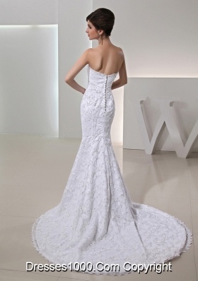 2014 Romantic Mermeid Sweetheart Beading Wedding Dress with Clasp Handle Lace