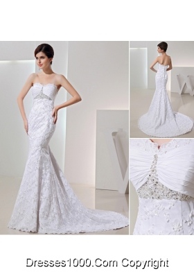 2014 Romantic Mermeid Sweetheart Beading Wedding Dress with Clasp Handle Lace