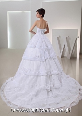 2014 Spring White Ball Gown Sweetheart Paillette Ruffled Layers Wedding Dress