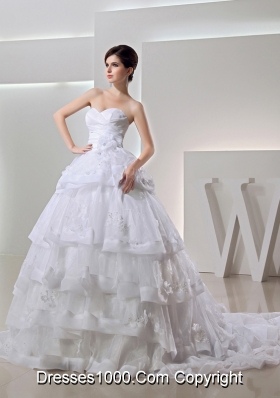 2014 Spring White Ball Gown Sweetheart Paillette Ruffled Layers Wedding Dress