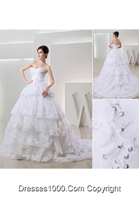 2014 Spring White Ball Gown Sweetheart Paillette Ruffled Layers Wedding Dress