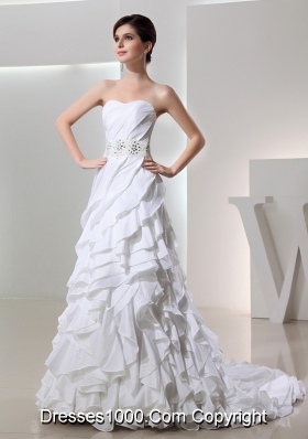 Beautiful Ball Gown Sweetheart Ruffled Layers Wedding Dress in White