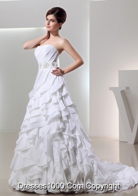 Beautiful Ball Gown Sweetheart Ruffled Layers Wedding Dress in White