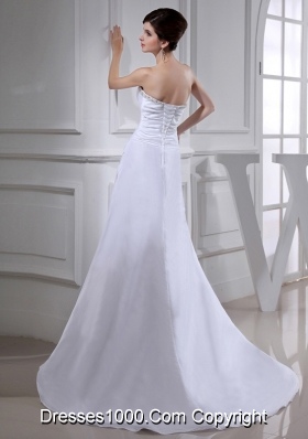 Elegant Pincess Strapless Chiffon Court Train 2014 Wedding Dress with Beading