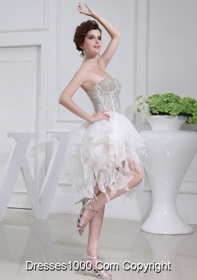 2014 A-line Sweetheart Sequins Ruffles Wedding Dress With Knee-length