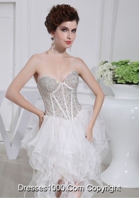 2014 A-line Sweetheart Sequins Ruffles Wedding Dress With Knee-length