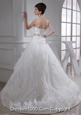 2014 Beautiful A-line Sweetheart Beading and Appliques Wedding Dress in White