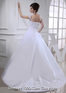 2014 Discount A-line Square Beading and Appliques Wedding Dress