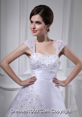 2014 Discount A-line Square Beading and Appliques Wedding Dress