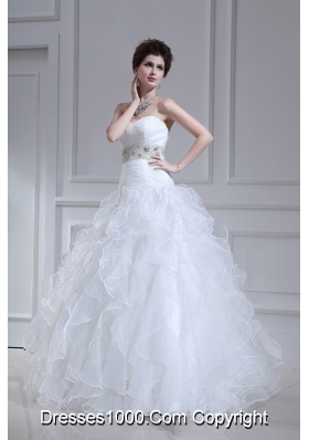 2014 Spring Beautiful A-line Sweetheart Floor-lengthWedding Dress with Ruffles and Appliques