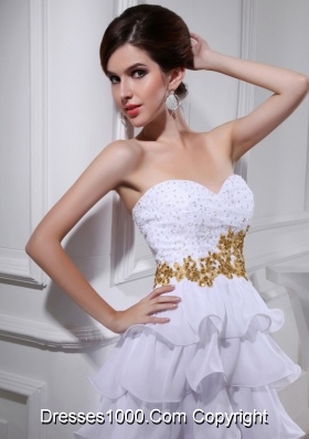 2014 Spring Empire Sweetheart Ruffled Layers Chiffon High-low Wedding Dress