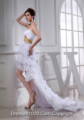 2014 Spring Empire Sweetheart Ruffled Layers Chiffon High-low Wedding Dress