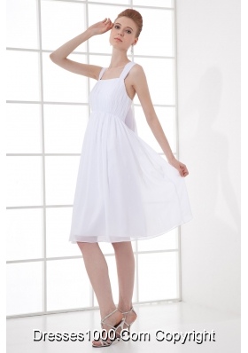 Cheap Empire Straps Chiffon Ruching and Bowknot White Wedding Dress