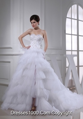 Elegant Princess Ruffled Layers and Appliques Wedding Dress with Sweetheart