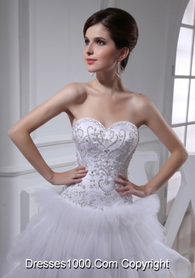 Elegant Princess Ruffled Layers and Appliques Wedding Dress with Sweetheart