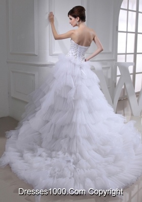 Elegant Princess Ruffled Layers and Appliques Wedding Dress with Sweetheart