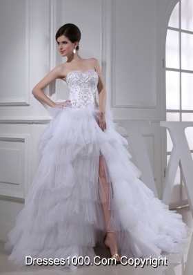 Elegant Princess Ruffled Layers and Appliques Wedding Dress with Sweetheart