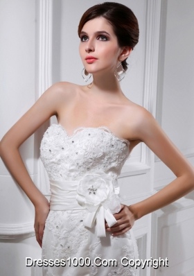 Sexy Mermeid  Sweetheart Court Train Lace Wedding Dress with Appliques