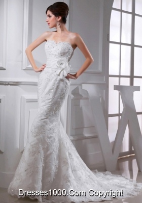 Sexy Mermeid  Sweetheart Court Train Lace Wedding Dress with Appliques