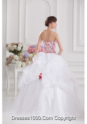 2014 Ball Gown Sweetheart Appliques and Pick ups Quinceanera Dress in White