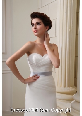 2014 Elegant Mermaid Sweetheart Belt Ruching Pick-ups Wedding Dress with Side Zipper