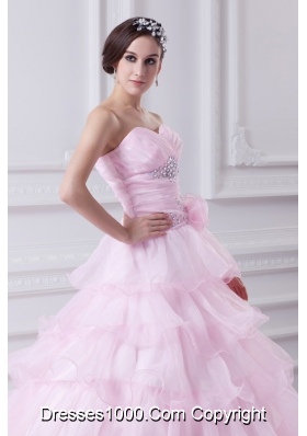 Ball Gown Strapless Beading Appliques Baby Pink  Quinceanera Dress