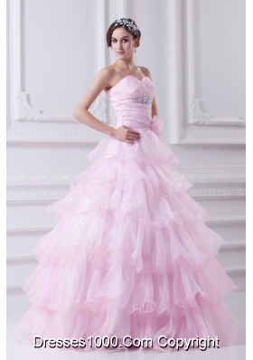 Ball Gown Strapless Beading Appliques Baby Pink  Quinceanera Dress