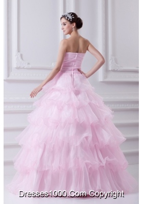 Ball Gown Strapless Beading Appliques Baby Pink  Quinceanera Dress