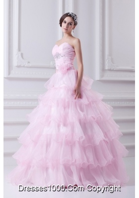 Ball Gown Strapless Beading Appliques Baby Pink  Quinceanera Dress