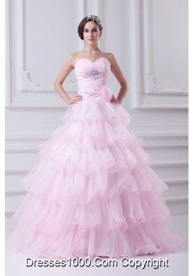 Ball Gown Strapless Beading Appliques Baby Pink  Quinceanera Dress