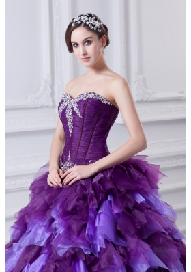 2014 Beading Multi-color Sweetheart Ball Gown Quinceanera Dress with Ruffles