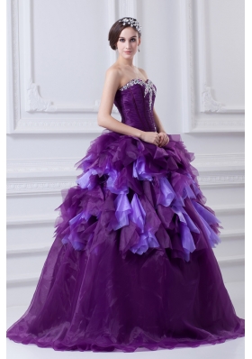 2014 Beading Multi-color Sweetheart Ball Gown Quinceanera Dress with Ruffles