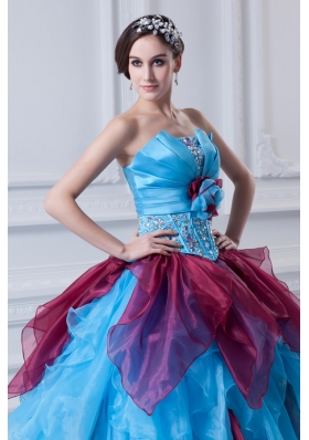 2014 Discount Ball Gown Strapless Beading Ruffles and Appliques Multi-Color Quinceanera Dress