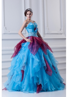 2014 Discount Ball Gown Strapless Beading Ruffles and Appliques Multi-Color Quinceanera Dress