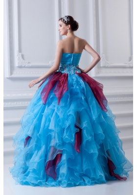 2014 Discount Ball Gown Strapless Beading Ruffles and Appliques Multi-Color Quinceanera Dress